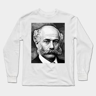 Joseph Bazalgette Black And White Portrait | Joseph Bazalgette Artwork 2 Long Sleeve T-Shirt